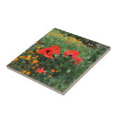 Papavers in een Engelse tuin Tegeltje (Zijkant)