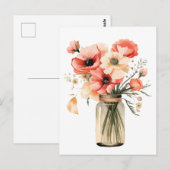 Papavers in een metselaarpot briefkaart (Voorkant / Achterkant)