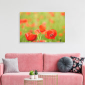Papavers in een papaver veld canvas afdruk (Insitu (Woonkamer))