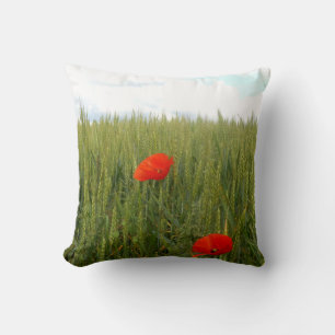 Papavers in een Wheat Field Throw Cushion Kussen