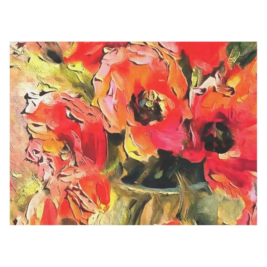 Papavers in een zwarte omlijsting van glas tafelkleed (Voorkant (Horizontaal))