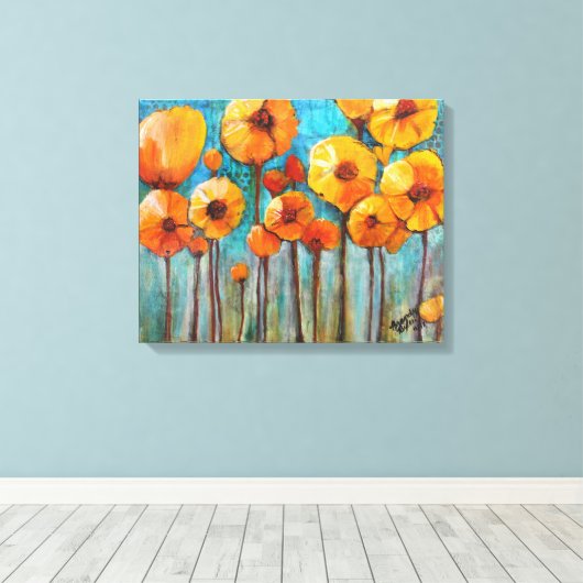 Papavers in Herfst Canvas Afdruk (Insitu (Houten vloer))