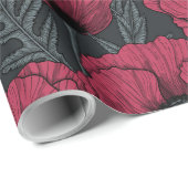 Papavers in Viva Magenta Cadeaupapier (Rol Hoek)