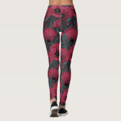 Papavers in Viva Magenta Leggings (Achterkant)