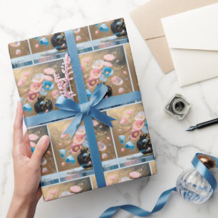 Papavers in zwarte vaas cadeaupapier