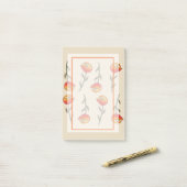 Papavers met bloemen, vloercurte en grappige aange post-it® notes (Op bureau)