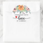 Papavers met liefde ronde sticker (Tas)