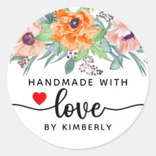 Papavers met liefde ronde sticker