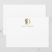 Papavers Monogram Gold Letter D Persoonlijk Notitiekaartje (Voorkant / Achterkant)