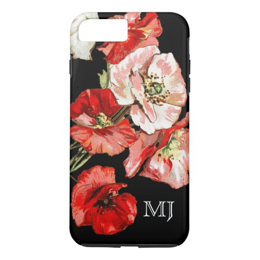 Papavers monogram wilde bloem Case-Mate iPhone case (Achterkant)