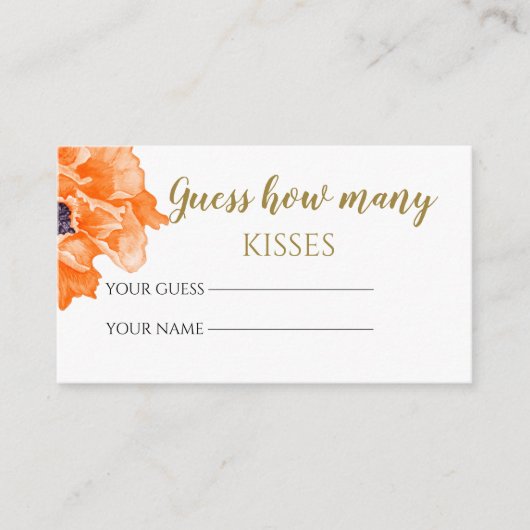 Papavers raden hoeveel kisses brudal game informatiekaartje (Voorkant)