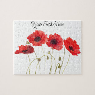 Papavers rode bloemen waterverf Wildflower natuur  Legpuzzel