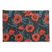 Papavers, rood en blauw op zwart kussensloop (Achterkant-Rechts)