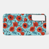 Papavers, rood en blauw op zwembad blauw samsung galaxy hoesje (Achterkant horizontaal)