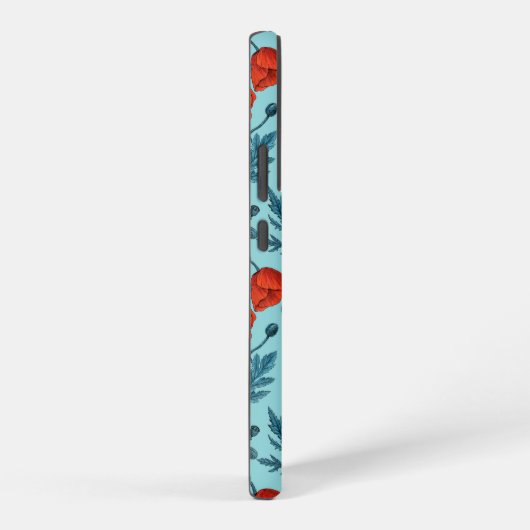 Papavers, rood en blauw op zwembad blauw samsung galaxy hoesje (Rechterkant)