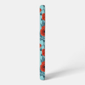 Papavers, rood en blauw op zwembad blauw samsung galaxy hoesje (Linkerkant)