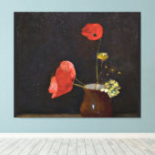Papavers, schilderij van Odilon Redon Canvas Afdruk (Insitu (Houten vloer))