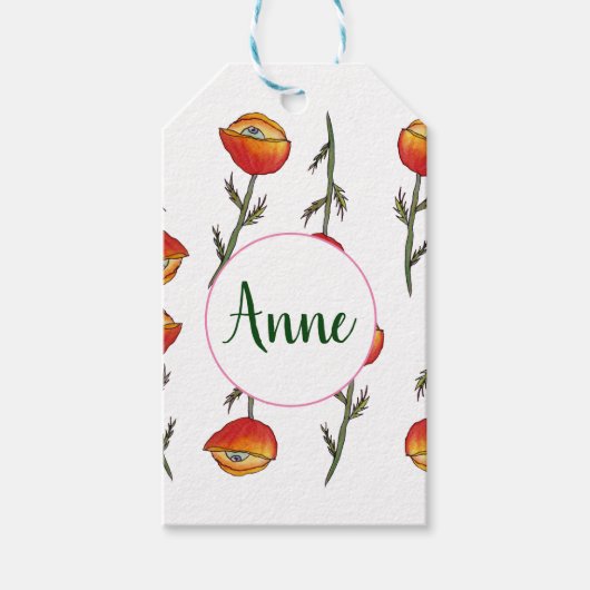 Papavers Surreal Art Label met aangepaste cadeaus Cadeaulabel (Voorkant)