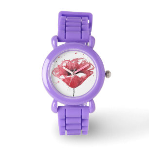 Papavers, waterverf horloge