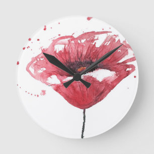 Papavers, waterverf ronde klok