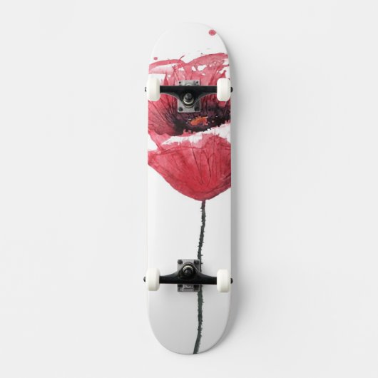 Papavers, waterverf skateboard (Voorkant)