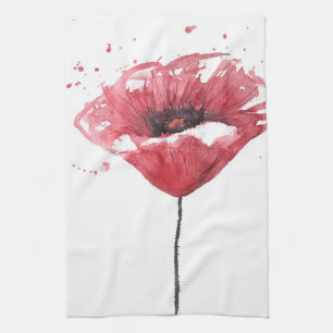 Papavers, waterverf theedoek