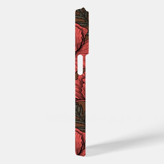 Papavertuin in koraal en bruin Case-Mate iPhone case (Achterkant / Rechts)