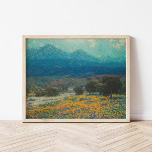 papaverveld in Californië Granville Redmond Poster