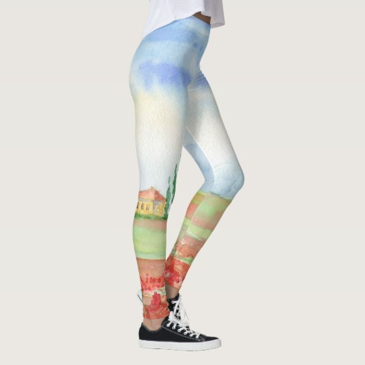 Papaverveld in Toscane Leggings (Rechts)