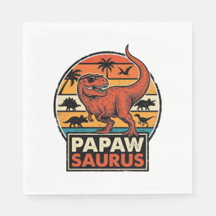 Papawsaurus Retro Dinosaur Zonsondergang Vector De Servet