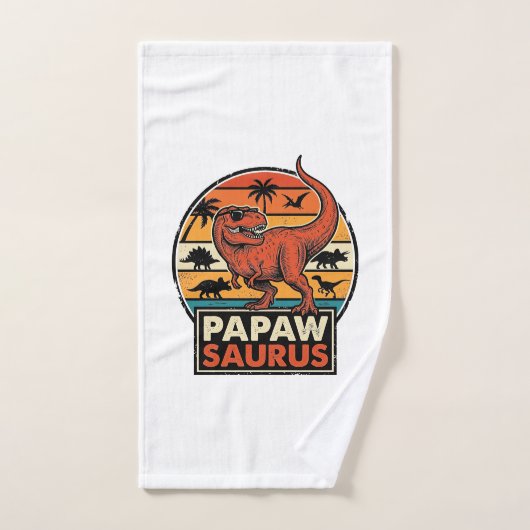 Papawsaurus Rétro Dinosaure Coucher de Soleil Vect (Serviette à main)