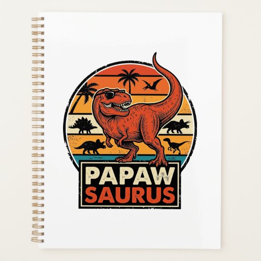 Papawsaurus Rétro Dinosaure Coucher de Soleil Vect (Devant)