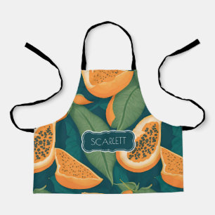 Papaya bloemig kleurrijk gepersonaliseerd patroon schort