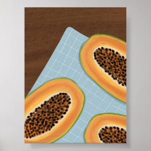 Papaya Fruit Illustratie – Tropische Boho Keuken Poster