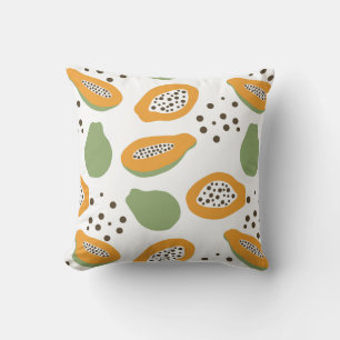 Papaya Fruit Pattern Terracotta Orange and Green Kussen