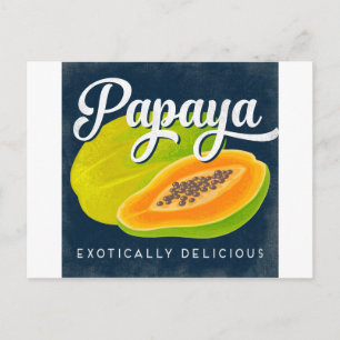 Papaya fruitlabel Retro Briefkaart