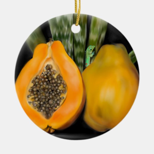 Papaya Gecko Keramisch Ornament (Voorkant)