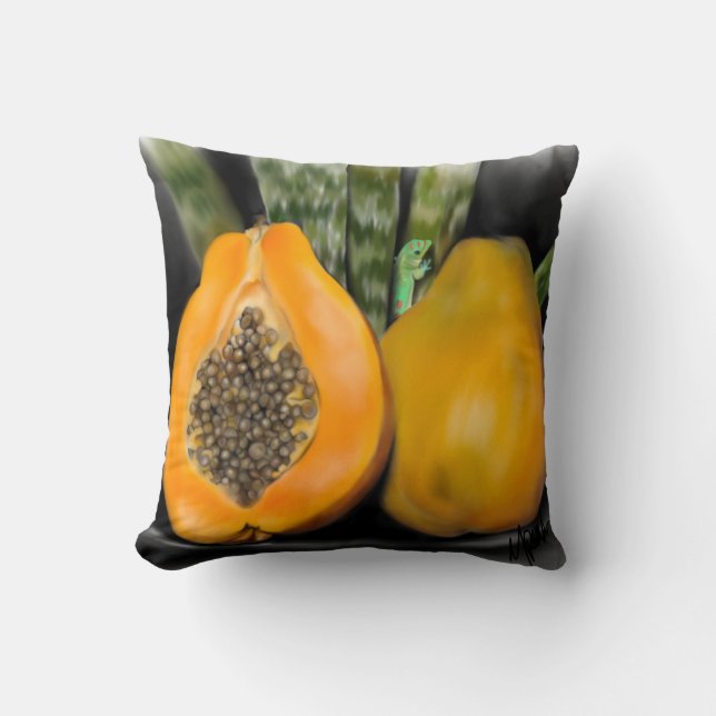 Papaya Gecko Kussen (Voorkant)