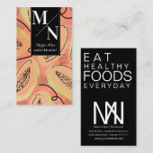 Papaya Hand Drawn Doodle Oranje Black Pattern Visitekaartje (Voorkant / Achterkant)