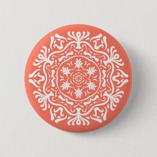 Papaya Mandala Ronde Button 5,7 Cm (Voorkant)