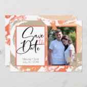 Papaya Oranje Abstracte penseelstreken opslaan Dat Kaart (Voorkant / Achterkant)