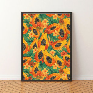 Papaya Paradijs   Tropisch Waterverf Fruit Poster