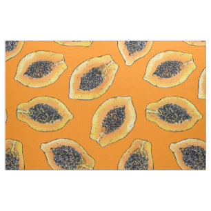 Papaya plakjes op sinaasappel stof