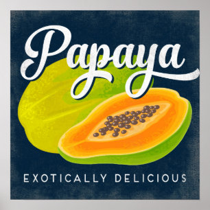 Papaya Poster op het etiket van vruchten
