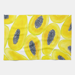 Papaya snijdt waterverf theedoek