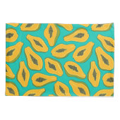 Papaya snijwonden op turquoise kussensloop (Achterkant)