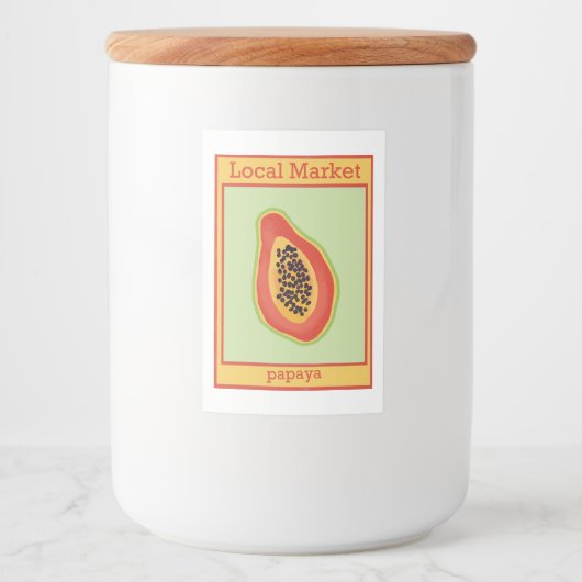 Papaya-sticker Voedselcontainer Etiket (Voorkant)