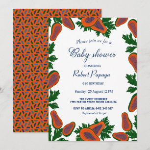 Papaya Sweet Fruit Summer Green Baby shower Kaart