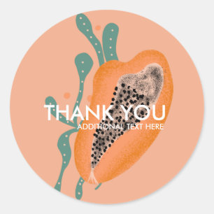 Papaya Tropical Fruit Abstract Dank je wel Ronde Sticker