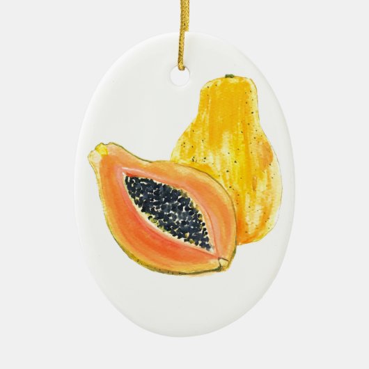 Papaya-waterverf Keramisch Ornament (Voorkant)